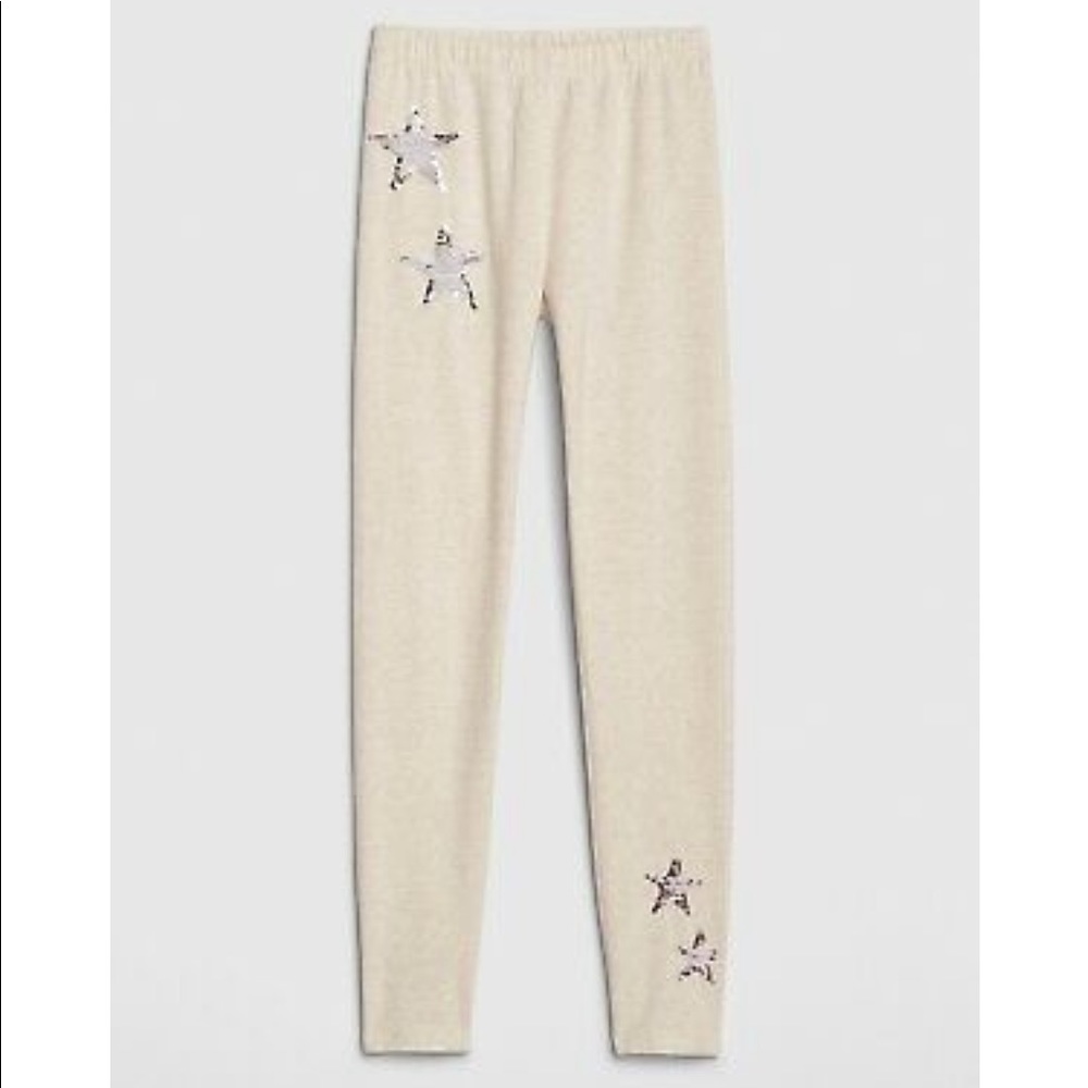 Gap NWOT oatmeal flippy sequin star leggings XS
